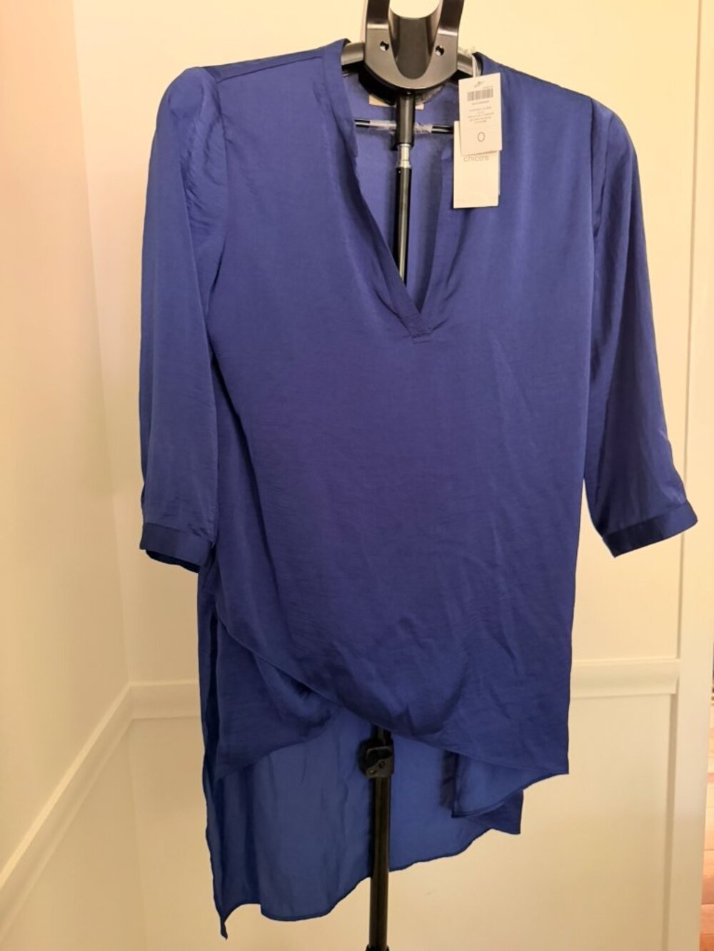 Chico’s Royal Blue Flowy 3/4 Sleeve Top Size 0